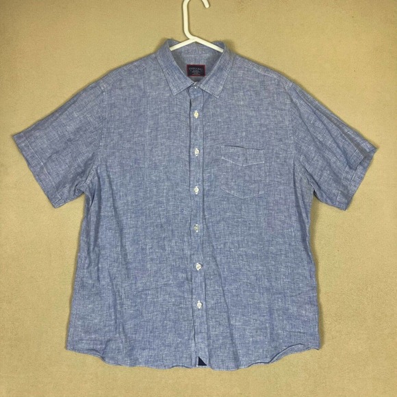 UNTUCKit Shirt Adtult Extra Large Blue 100% Linen Valente WR Button‎ Up Mens - Picture 1 of 11
